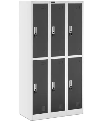 Armoire vestiaire - 6 compartiments - Coloris gris