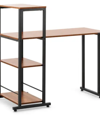 Bureau - Avec étagère - 110 x 50 cm - 105 kg - Marron / noir