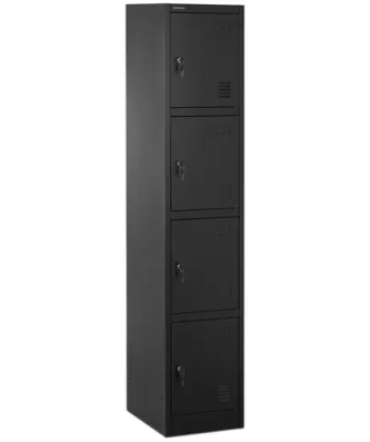 Casier vestiaire - 4 casiers avec étagères - verrouillable - 80 kg
