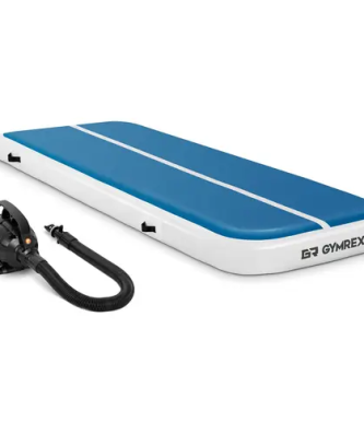 Air track avec gonfleur électrique - 300 x 100 x 20 cm - 150 kg - Bleu/blanc