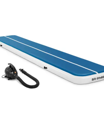 Air track avec gonfleur électrique - 600 x 100 x 20 cm - 300 kg - Bleu/blanc