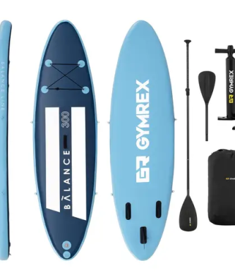 Stand up paddle gonflable - 135 kg - Bleu pâle/bleu marin - Kit incluant pagaie et accessoires