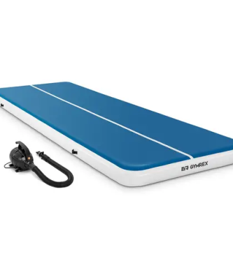 Air track avec gonfleur électrique - 600 x 200 x 20 cm - 400 kg - Bleu/blanc