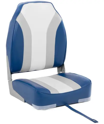 Siège de bateau - 36x43x60 cm - Blanc, bleu, gris