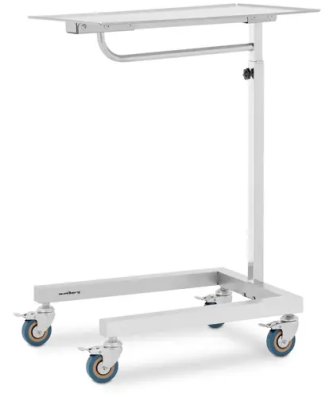 Table de mayo - pied latéral - 60 x 40 cm - réglable en hauteur - acier inoxydable / caoutchouc