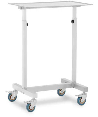 Table de mayo - à roulettes - 60 x 40 cm - réglable en hauteur - acier inoxydable / caoutchouc