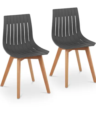 Chaise - Lot de 2 - 150 kg max. - Surface d'assise de 50 x 47 cm - Coloris gris