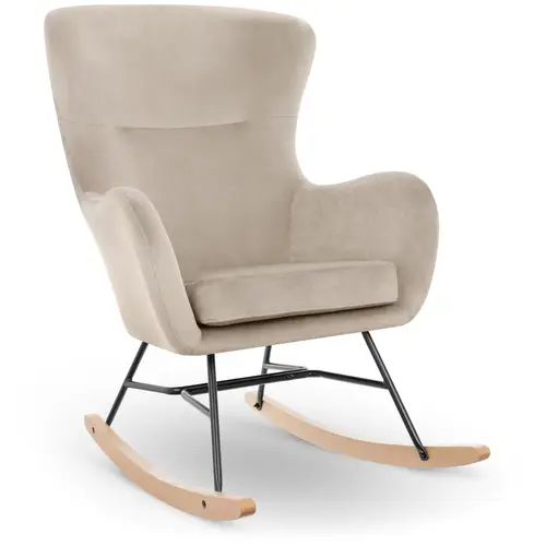 Fauteuil à bascule - Velours - Hêtre - Coloris gris