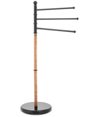 Porte serviette sur pied - 3 barres pivotantes - Noir
