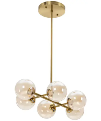 Plafonnier - 6 ampoules - boules de verre