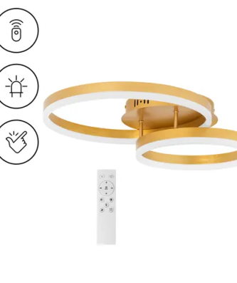 Plafonnier - 2 cercles lumineux - télécommande - intensité variable