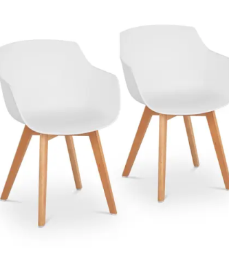 Chaise - Lot de 2 - 150 kg max. - Surface d'assise de 41 x 40 cm - Coloris blanc