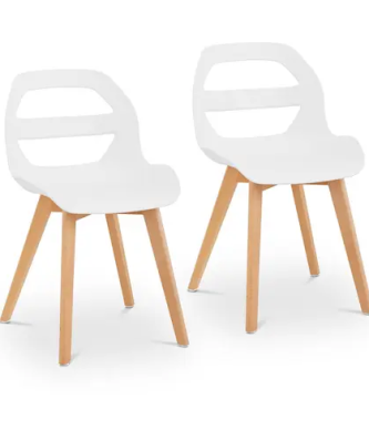Chaise - Lot de 2 - 150 kg max. - Surface d'assise de 40 x 38 cm - Coloris blanc