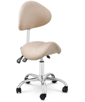 Siège-selle de cheval - Dossier et siège réglables en hauteur - 55 - 69 cm - 150 kg - Crème, Argent