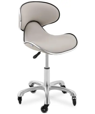 Tabouret de bureau avec dossier - 680 - 800 mm - 125 kg - Gris