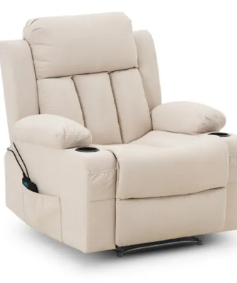 Fauteuil de massage avec fonction chauffante - Zero Gravity - 4 segments / 8 points de vibration - blanc