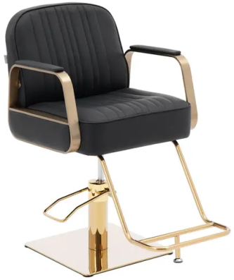 Fauteuil de coiffeur avec repose-pieds - 920 - 1 070 mm - 200 kg - Noir / Doré