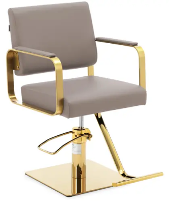 Fauteuil de coiffeur avec repose-pieds - 900 - 1 050 mm - 200 kg - Beige / doré