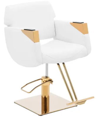 Fauteuil de coiffeur avec repose-pieds - 880 - 1 030 mm - 200 kg - Blanc / Doré