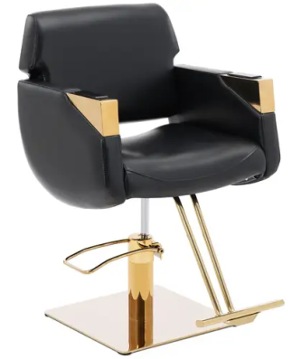 Fauteuil de coiffeur avec repose-pieds - 880 - 1 030 mm - 200 kg - Noir / Doré