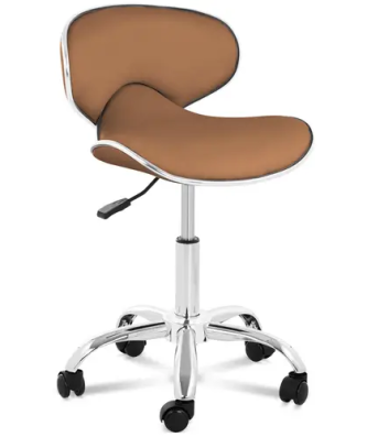 Tabouret de bureau avec dossier - 48 - 62 cm - 150 kg - Cappuccino