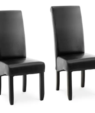 Chaise rembourrée - Lot de 2 - 180 kg max. - Surface d'assise de 44,5 x 44 cm - Coloris noir