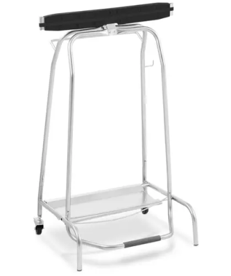 Support sac poubelle - Noir, Argent - pédale - 2 roulettes pivotantes avec freins