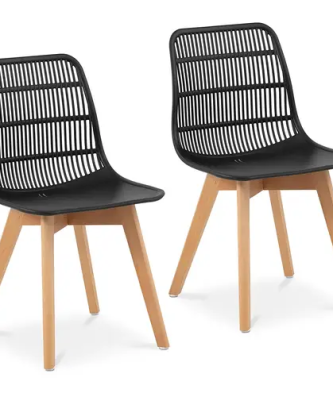 Chaise - Lot de 2 - 150 kg max. - Surface d'assise de 460 x 460 x 450 mm - Coloris noir