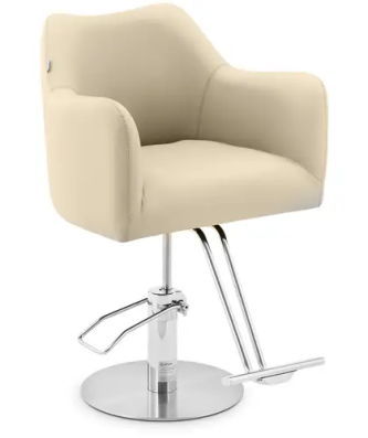 Fauteuil de coiffeur avec repose-pieds - 880 - 1030 mm - 200 kg - Beige, Argent
