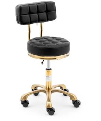 Tabouret à roulette avec dossier - 51 - 66 cm - 150 kg - Noir