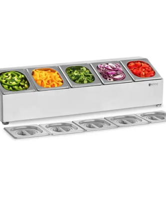 Support à bacs GN - 5 bacs GN 1/6 - Couvercles compris