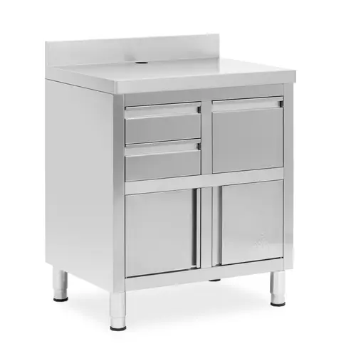 Meuble à café pour machine à café - 2 tiroirs - Bac basculant - Dosseret - 60 x 82 x 95 cm - Royal Catering