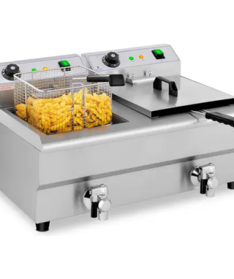 Friteuse électrique - 2 x 13 litres - robinets de vidange - 230 V
