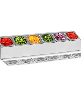 Support bac GN - 6 bacs GN 1/6 - Couvercles compris