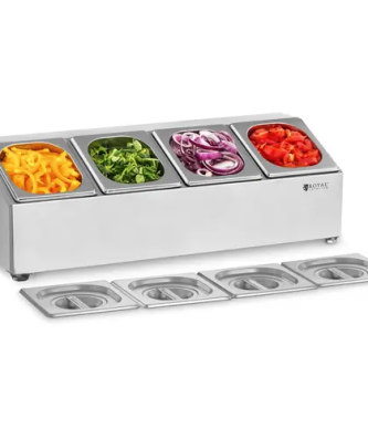 Support à bacs GN - 4 bacs GN 1/6 - Couvercles compris