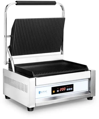 Machine à panini rainurée - Royal Catering - 2,200 W - Grandes plaques