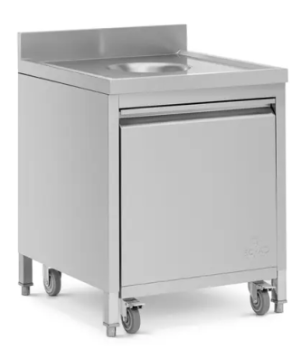 Poubelle avec caisson mobile - 50 l - Large ouverture - Ouverture frontale - Dosseret - Inox - Royal Catering