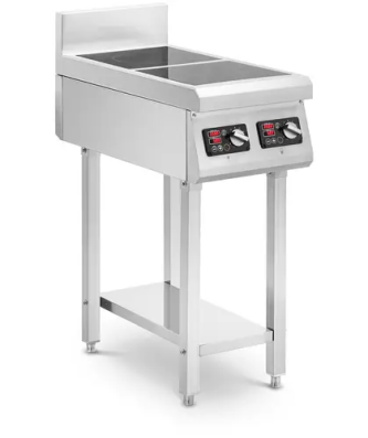 Cuisinière à induction sur pieds - 2 x 20 cm - 10 niveaux - minuterie - Royal Catering