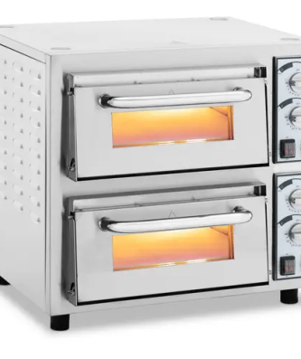 Four à pizza électrique - 2 chambres - 4400 W - Ø 35 cm - pierre réfractaire - Royal Catering