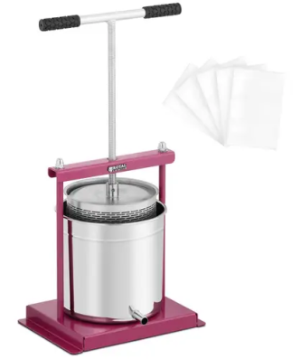 Pressoir à fruit - inox / fer - 12 l - 5 étamines pour pressoir incluses