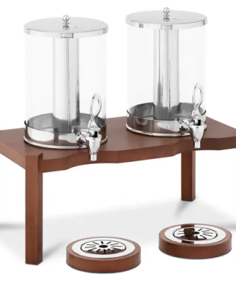 Distributeur de boissons - 2 x 7 l - Dispositifs de refroidissement - Cadre en bois foncé