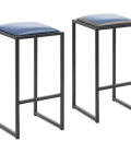 Tabouret de bar industriel - lot de 2 - noir/bleu - avec rembourrage - Royal Catering