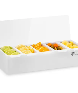 Présentoir à récipients - inox/PP - 5 x 450 ml