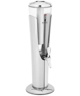 Fontaine à boisson - 3 l - Avec dispositif de refroidissement - Pour verres de 198 mm ou moins - Éclairage LED - Argent - Royal Catering