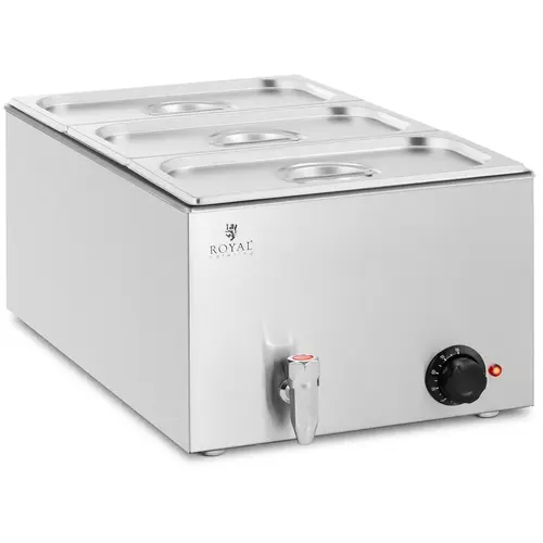 Bain-marie - 600 W - 3 x GN 1/3 - Robinet de vidange
