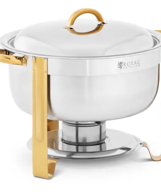Chauffe-plat professionnel - rond - doré - 4,5 L - 1 brûleur - Royal Catering
