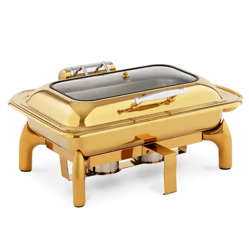 Chafing dish - GN 1/1 - 9 l - 2 bruleurs à pâte - avec hublot - Royal Catering