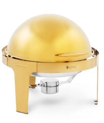 Chafing dish - rond - 6 l - 1 bruleur à pâte - doré - Royal Catering