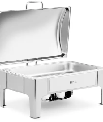 Chafing dish - GN 1/1 - Royal Catering - 8,5 l - 2 bruleurs - Forme arrondie