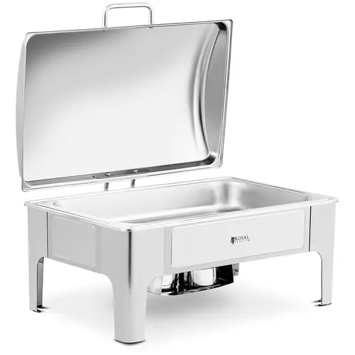 Chafing dish - GN 1/1 - Royal Catering - 8,5 l - 2 bruleurs - Forme arrondie